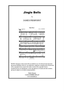 Vocal version: Lead sheet (melody, lyrics & chords) in key of G by James Lord Pierpont