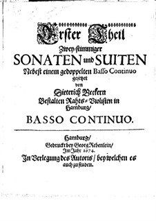 Sonatas and Suites for Two Violins and Basso Continuo – Parts: Sonatas and Suites for Two Violins and Basso Continuo – Parts by Dietrich Becker