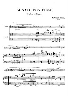 Sonata for Violin and Piano No.2 in G Major, M.77: Score by Maurice Ravel