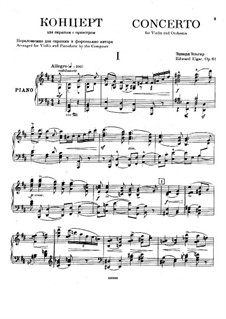 Concerto for Violin and Orchestra, Op.61: Version for violin and piano by Edward Elgar