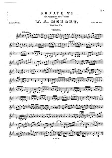 Sonata for Violin and Piano No.3 in B Flat Major, K.8: Solo part by Wolfgang Amadeus Mozart