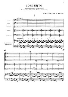 Concerto for Harpsichord and 5 instruments: Concerto for Harpsichord and 5 instruments by Manuel de Falla