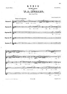 Kyrie in G Major, K.89: Vocal score by Wolfgang Amadeus Mozart