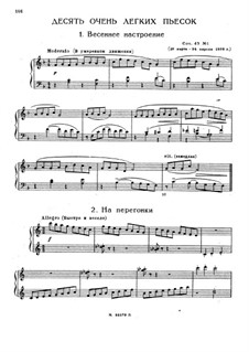 10 очень легких пьесок, Op.43: Для фортепиано by Nikolai Myaskovsky