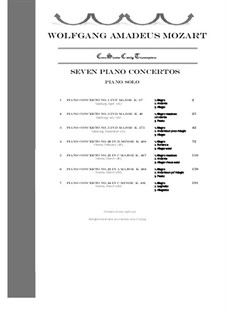 Seven Complete Piano Concertos for Piano solo: Seven Complete Piano Concertos for Piano solo by Wolfgang Amadeus Mozart
