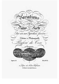 Variations on a Tyrolean Song, Op.13: For piano by Henri Herz
