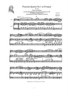 String Quartet No.21 in D Major, K.575: Arrangement for flute and piano by Wolfgang Amadeus Mozart