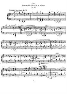 Barcarolle No.9 in A Minor, Op.101: For piano by Gabriel Fauré