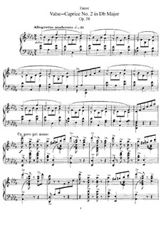 Valse Caprice No.2 in D Flat Major, Op.38: For piano by Gabriel Fauré
