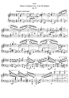 Valse Caprice No.3 in G Flat Major, Op.59: For piano by Gabriel Fauré