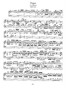 Fugue in A Minor, BWV 947: For piano by Johann Sebastian Bach