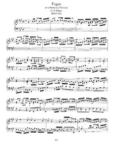 Fugue in A Major on Theme by Albinoni, BWV 950: For piano by Johann Sebastian Bach