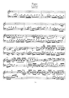 Fugue in A Minor, BWV 959: For piano by Johann Sebastian Bach