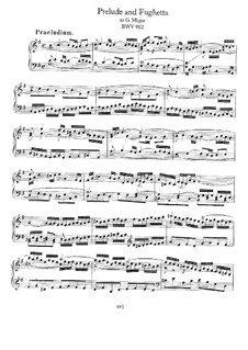 Prelude and Fughetta in G Major, BWV 902: For piano by Johann Sebastian Bach