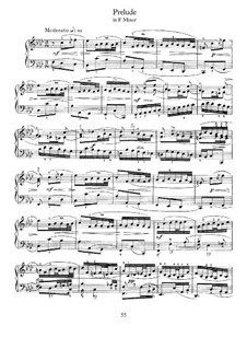 Prelude in F Minor: For piano by Johann Sebastian Bach