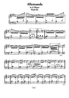 Allemande in A Major, WoO 81: For piano by Ludwig van Beethoven