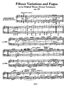 Fifteen Variations and Fugue on Original Theme (Eroica Variations) , Op.35: For piano by Ludwig van Beethoven
