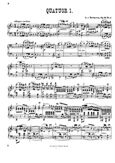 Quartet No.1 in F Major: Version for piano by Ludwig van Beethoven