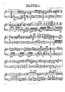 Quartet No.4 in C Minor: Version for piano by Ludwig van Beethoven