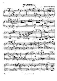 Quartet No.5 in A Major: Version for piano by Ludwig van Beethoven