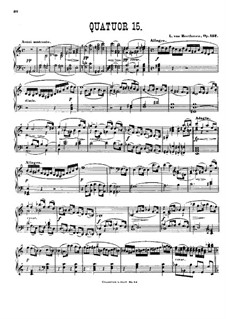 String Quartet No.15 in A Minor, Op.132: Version for piano by Ludwig van Beethoven