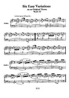 Six Variations on an Original Theme, WoO 77: For piano by Ludwig van Beethoven