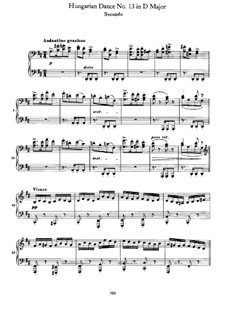 Dance No.13 in D Major: First part, Second part by Johannes Brahms