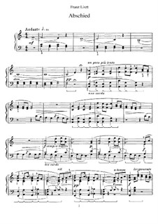 Abschied, S.251: For piano by Franz Liszt