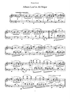 Album Leaf in A Flat Major, S.189a: For piano by Franz Liszt