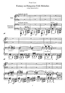 Fantasia on Hungarian Folk Melodies, S.123: For two pianos four hands by Franz Liszt