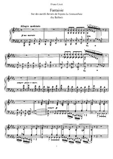 Fantasia on Themes from 'La Sonnambula' by Bellini, S.393: For piano by Franz Liszt