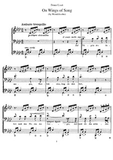 Transcriptions on Songs by Mendelssohn, S.547: No.2 On Wings of Song by Franz Liszt