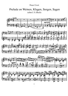 Prelude on Theme from 'Weinen, Klagen, Sorgen, Zagen' by J. S. Bach, S.179: For piano by Franz Liszt