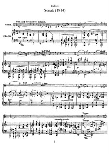 Sonata for Violin and Piano: Score, solo part by Frederick Delius