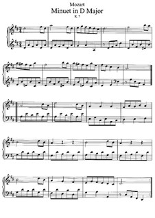 Sonata for Violin and Piano in D Major, K.7: Minuet, for piano by Wolfgang Amadeus Mozart