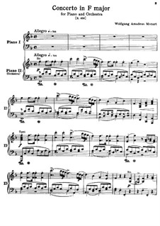 Concerto for Piano and Orchestra No.19 in F Major, K.459: Arrangement for two pianos four hands by Wolfgang Amadeus Mozart