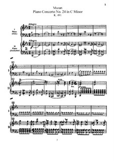 Concerto for Piano and Orchestra No.24 in C Minor, K.491: Arrangement for two pianos four hands by Wolfgang Amadeus Mozart