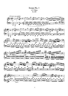 Sonata for Piano No.7 in C Major, K.309: For a single performer by Wolfgang Amadeus Mozart