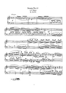 Sonata for Piano No.15 in F Major, K.533/494: For a single performer by Wolfgang Amadeus Mozart