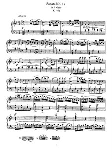 Sonatina for Piano in F Major, K.547a: For a single performer by Wolfgang Amadeus Mozart