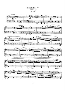 Sonata for Piano No.18 in D Major, K.576: For a single performer by Wolfgang Amadeus Mozart