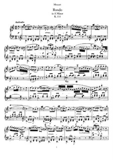 Rondo for Piano in A Minor, K.511: For a single performer by Wolfgang Amadeus Mozart