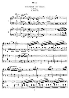 Sonata for Two Pianos Four Hands in D Major, K.448 (375a): Arrangement for piano four hands by Wolfgang Amadeus Mozart