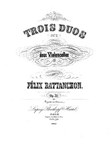 Three Duos for Two Cellos, Op.31: Cello I part by Félix Battanchon