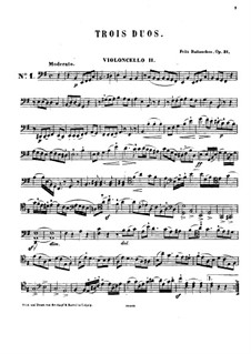 Three Duos for Two Cellos, Op.31: Cello II Part by Félix Battanchon