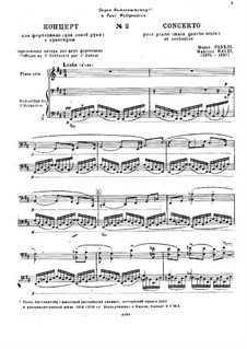 Concerto for the Left Hand in D Major, M.82: Arrangement for two pianos by Maurice Ravel