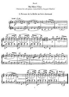 Ma mère l'oye (Mother Goose). Suite, M.60: For piano by Maurice Ravel