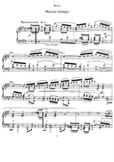 Menuet antique, M.7: For piano by Maurice Ravel