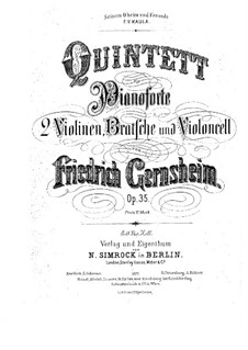 Piano Quintet No.1 in D Minor, Op.35: Full score, Parts by Friedrich Gernsheim