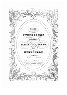 Nouvelle Tyrolienne. Variations, Op.154: For piano by Henri Herz